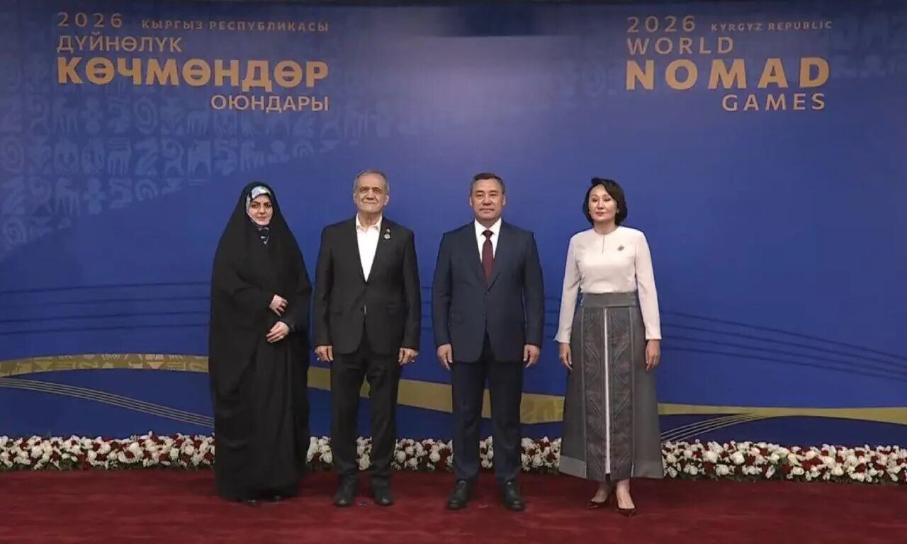 پزشکیان و دخترش در افتتاحیه مسابقات جهانی قرقیزستان1