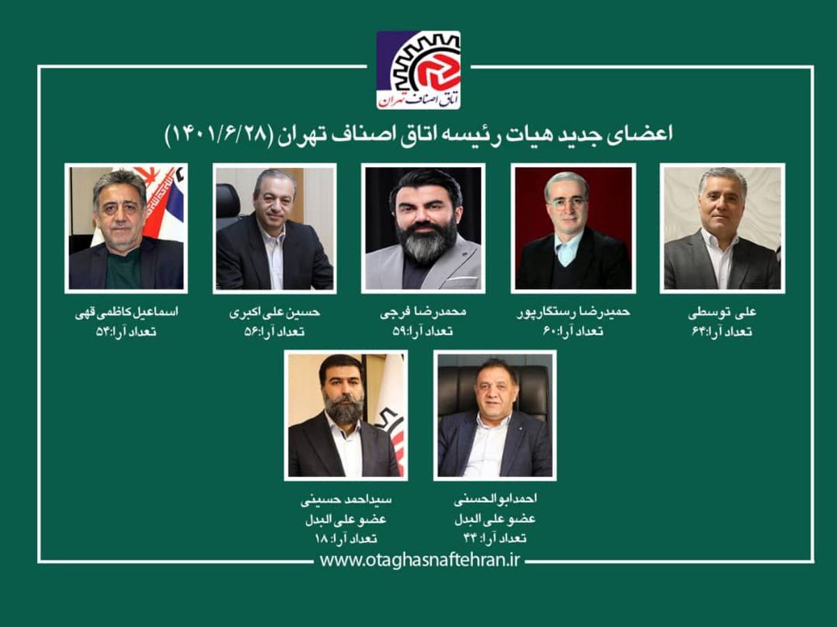 اعضای جدید هیئت رئیسه اتاق اصناف تهران مشخص شد