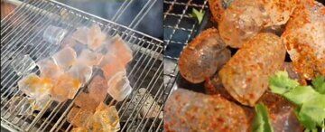 یخ گریل؛ غذایی خیابانی در چین! + تصاویر