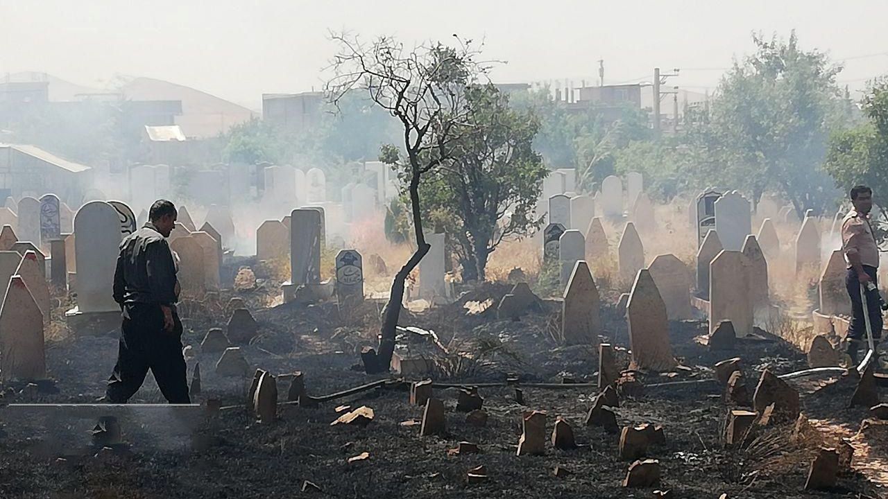 گورستان بوکان بازهم آتش گرفت