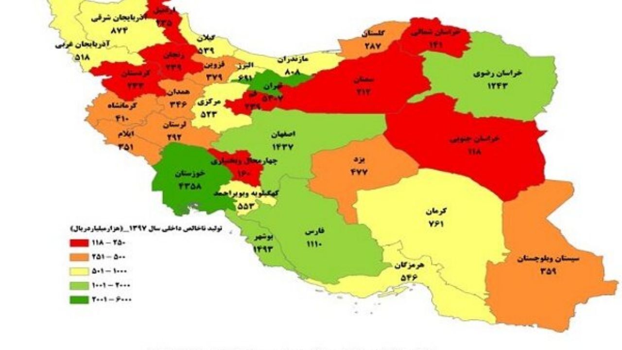 رتبه شانزدهم گیلان در سرانه تولید ناخالص داخلی