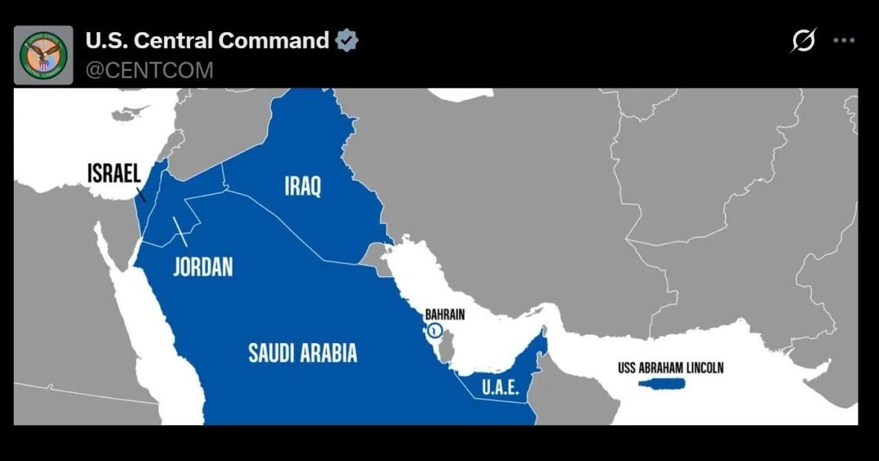 الجزیره: ارتش آمریکا نقشه‌ای را منتشر کرده که در آن، غزه و کرانه باختری بخشی از اسرائیل نشان داده می‌شوند؛ به نظر می‌رسد سنتکام، نقشه منتشر شده را اصلاح کرد